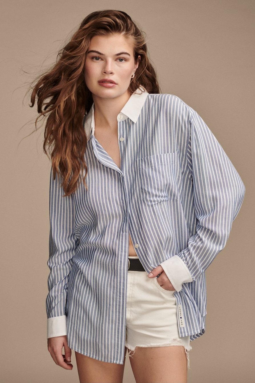 oversized drapey button down